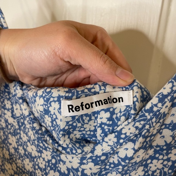 Reformation Crimini Midi Dress in Azzurro Blue Ditsy Floral - Picture 4 of 8